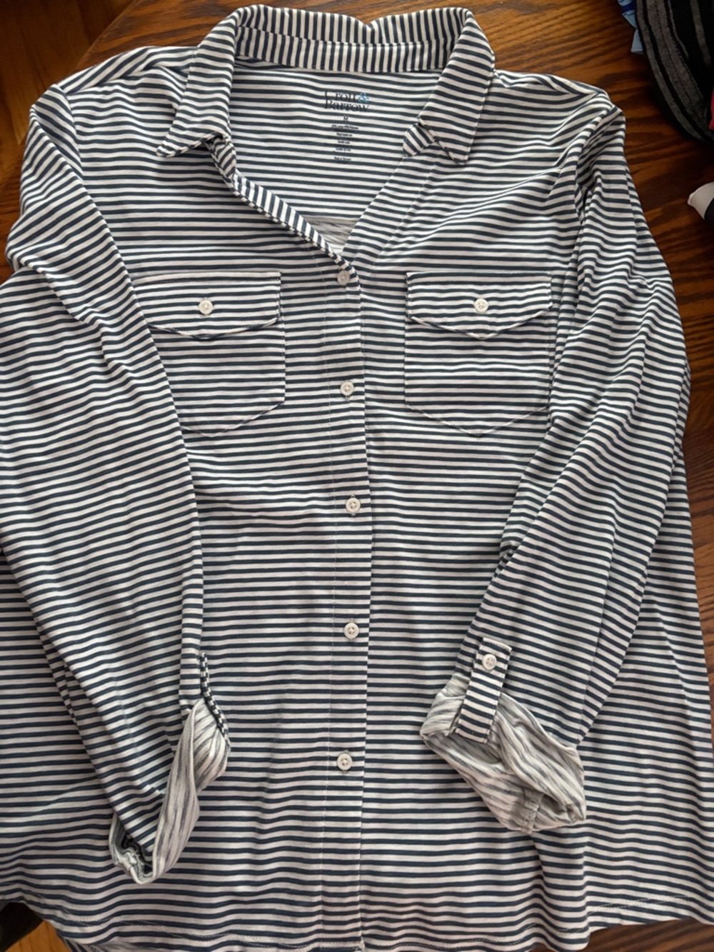 croft & barrow Black and White Striped Button-Up Shirt